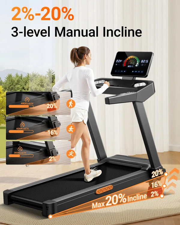 Umay L20 Tapis de Course Pliable, Inclinaison Manuelle 20%, 180kg, Moteur 3,5HP, 14 km/h