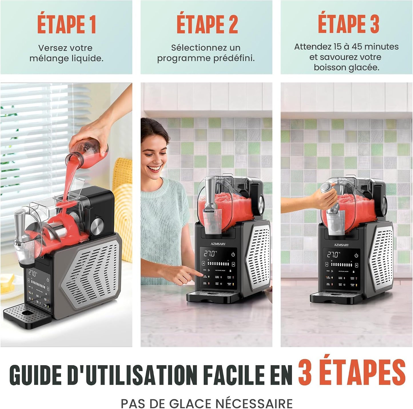 Machine à Slushies – 7 Programmes, Sans Glaces, smoothies margarita, frappes et plus encore